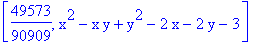 [49573/90909, x^2-x*y+y^2-2*x-2*y-3]